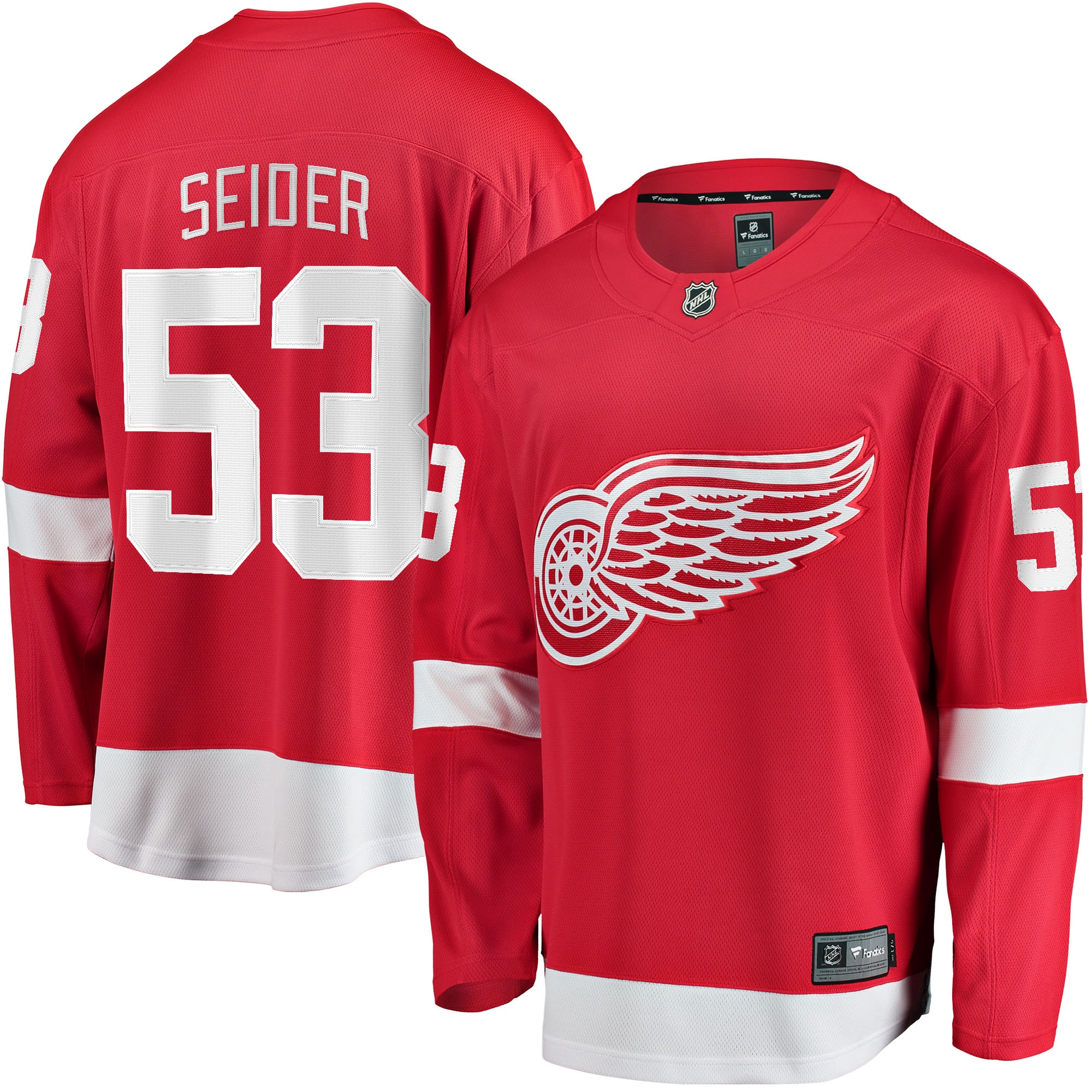 Moritz Seider Detroit Red Wings Branded Home Breakaway Player Jersey – Red