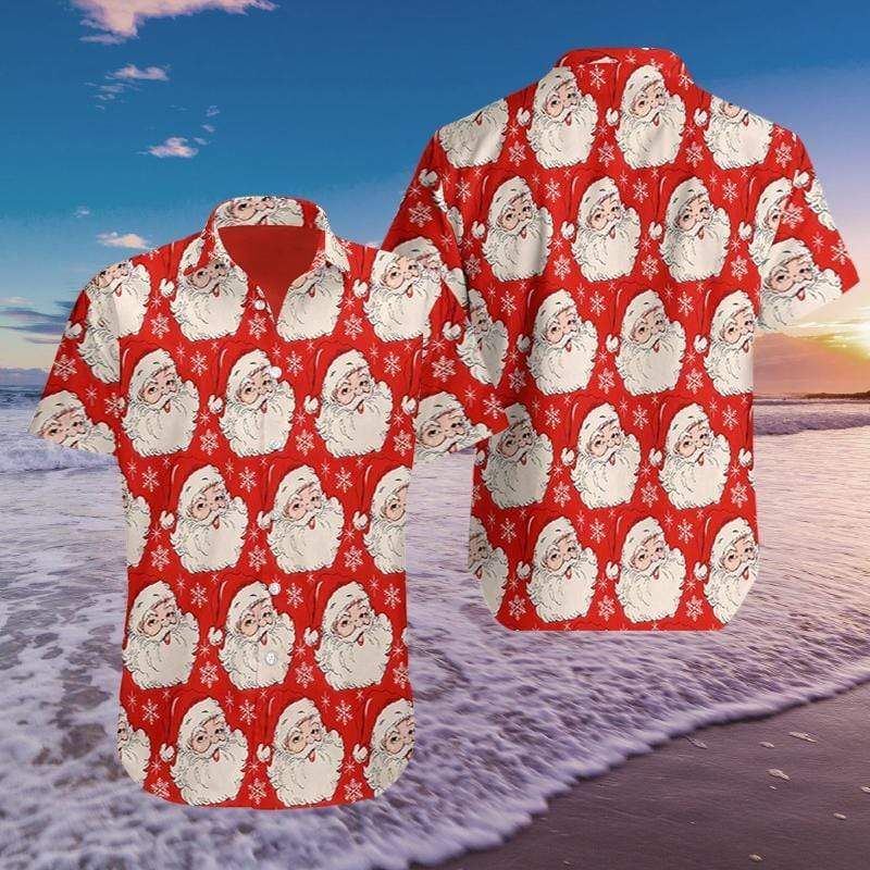 Buy Bling Santa Red Pattern Hawaii Aloha Shirts Ha16100