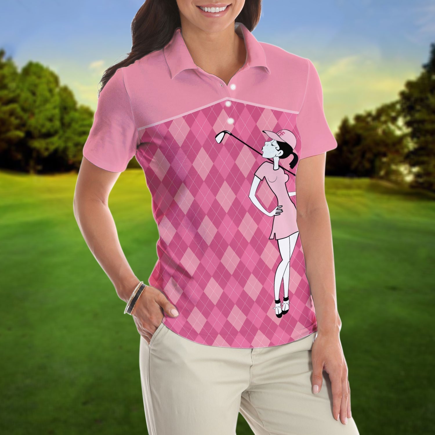 You Say Girl Can’T Golf I Say Watch Me Short Sleeve Women Polo Shirt, Cool Golf Shirt For Golf Ladies Coolspod