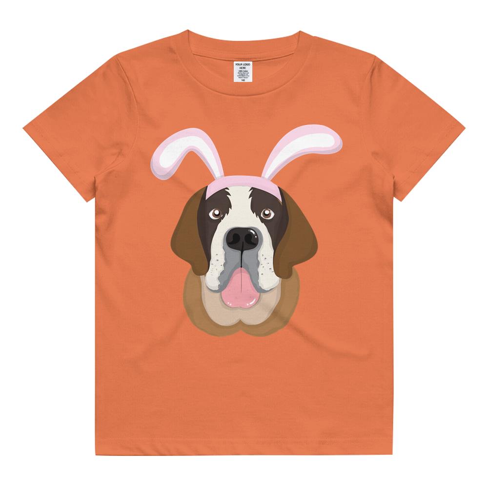 Cute Easter Saint Bernard Dog Bunny Ears Rabbit Kids T Shirt