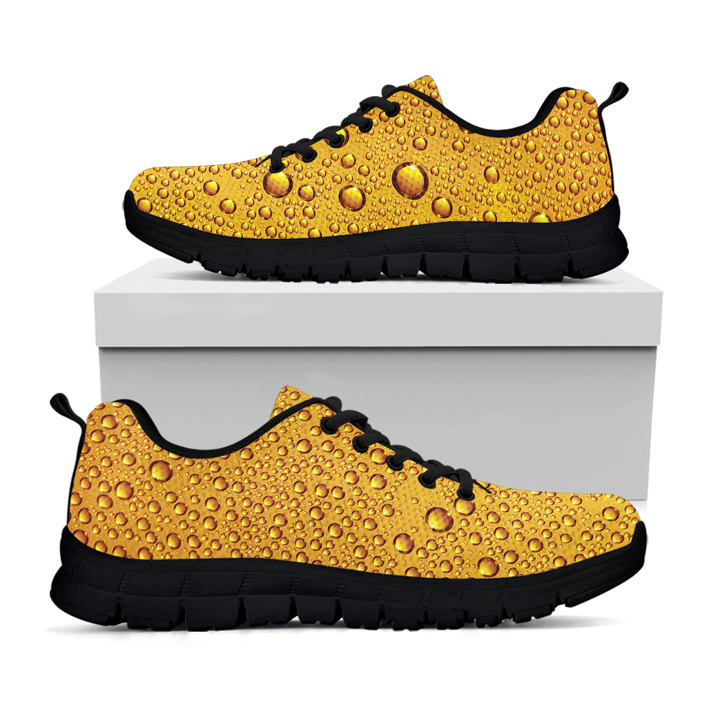 Water Drops On Beer Print Black Sneakers