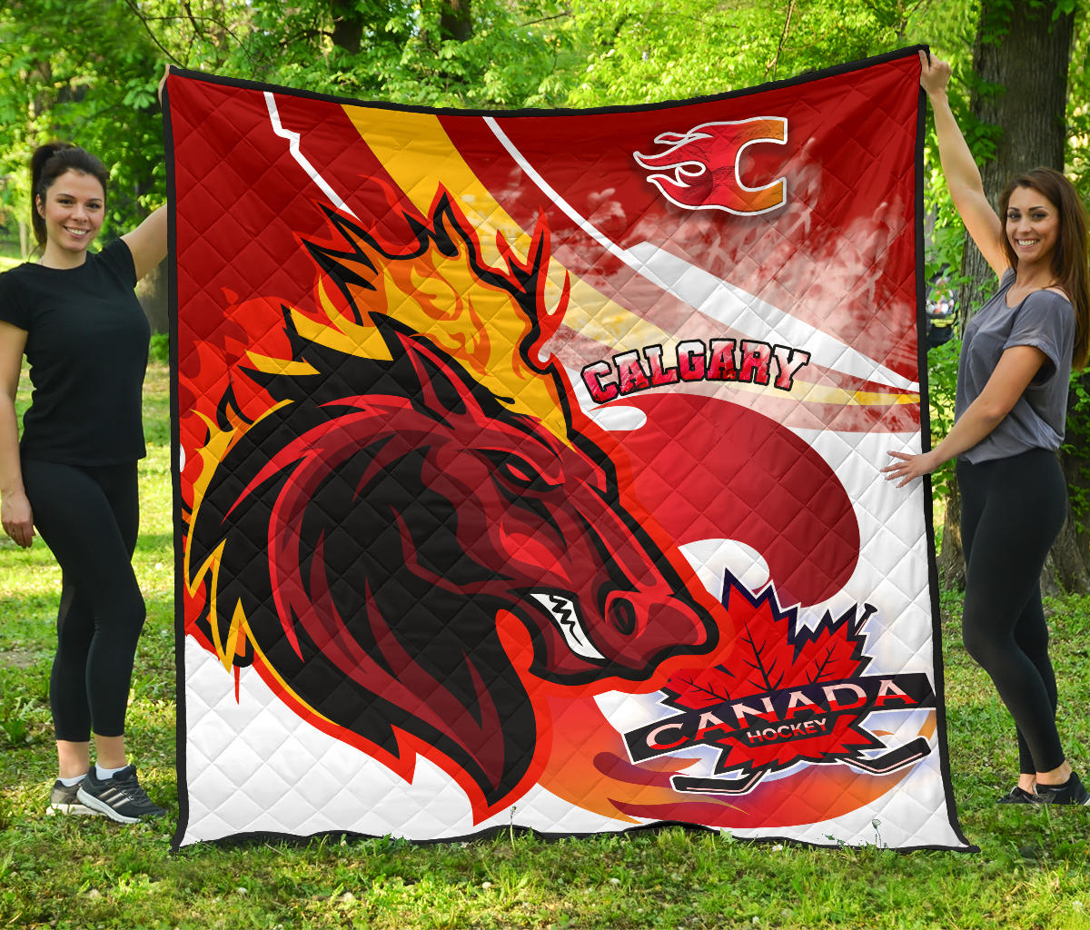 Calgary Flames Hockey Premium Quilt – Horse Angry Style A21