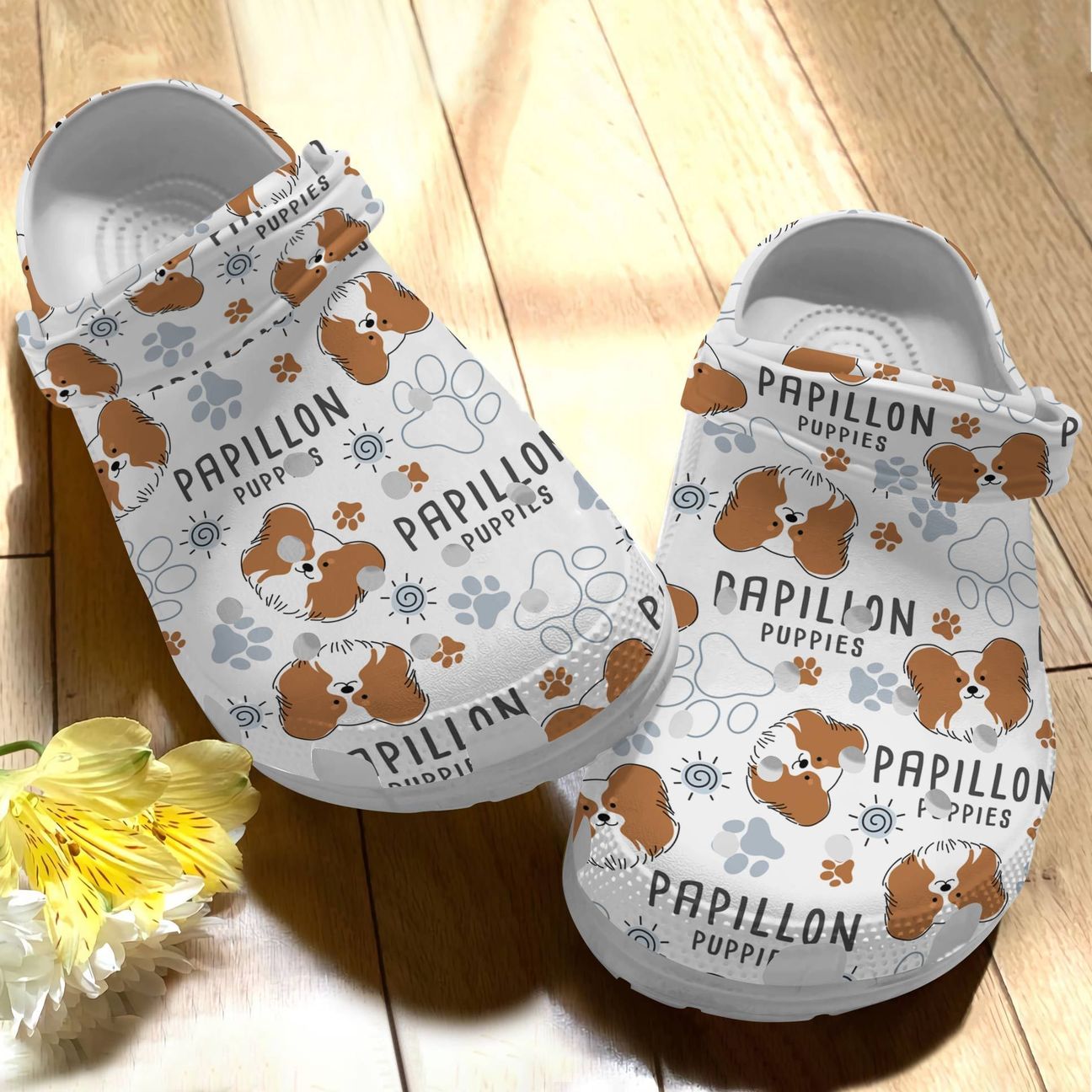 Dog Personalize Clog, Custom Name, Text, Fashion Style For Women, Men, Kid, Print 3D Papillon V1