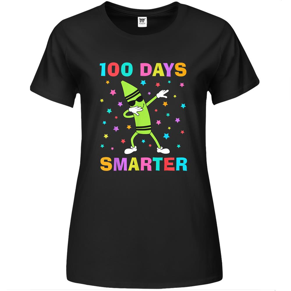 100 Days Smarter 100Th Day Of School Dabbing Crayon Premium Womens T Shirts