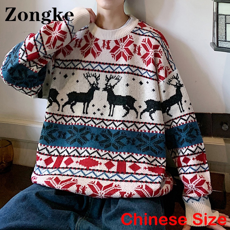 Zongke Christmas Mens Sweater Vintage Fall Sweaters For Men Clothing Pullover Men Winter Clothes 3XL 2022 Autumn New Arrivals alx