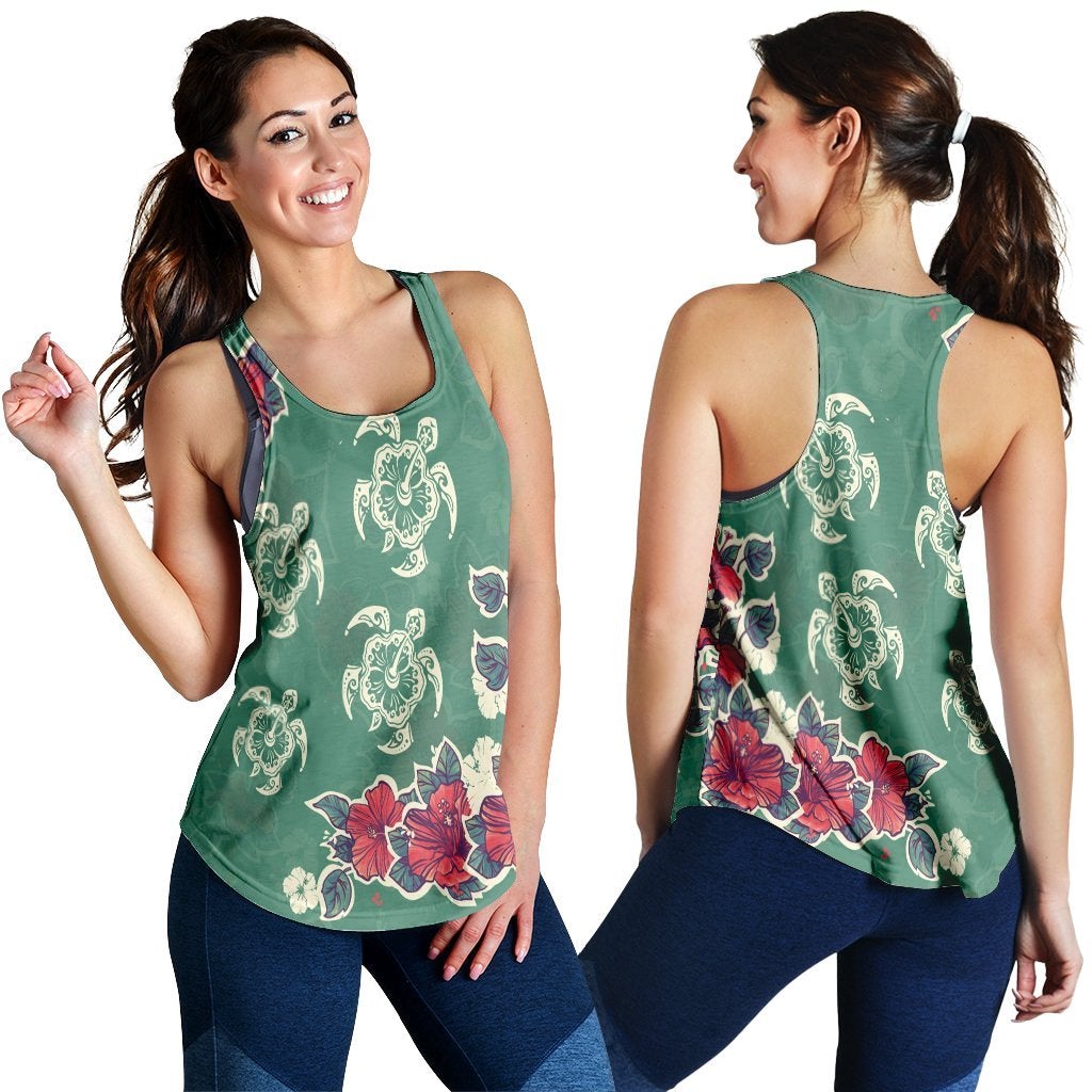 Hawaii Turtle And Colorful Hibiscus Polynesian Racerback Tank Ah Ha21294