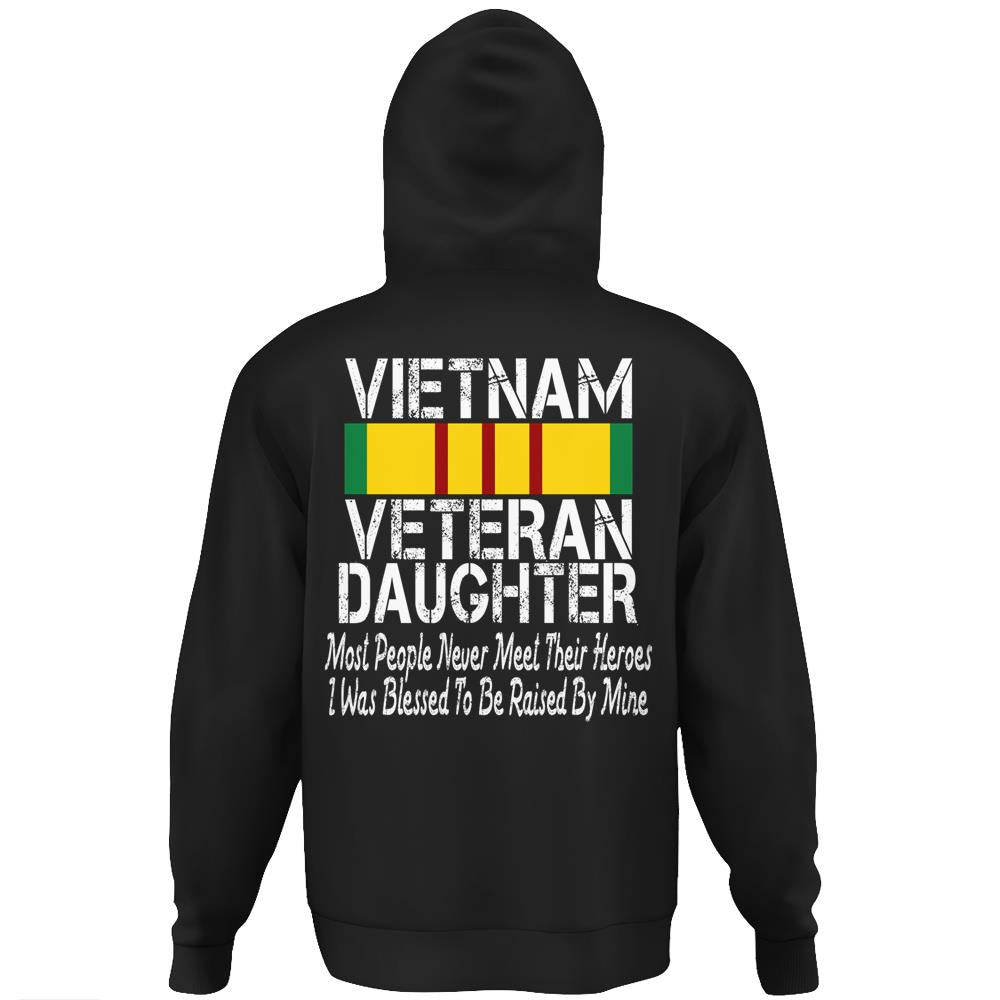 Vintage Proud Vietnam Veteran Daughter Hoodie Print On Back