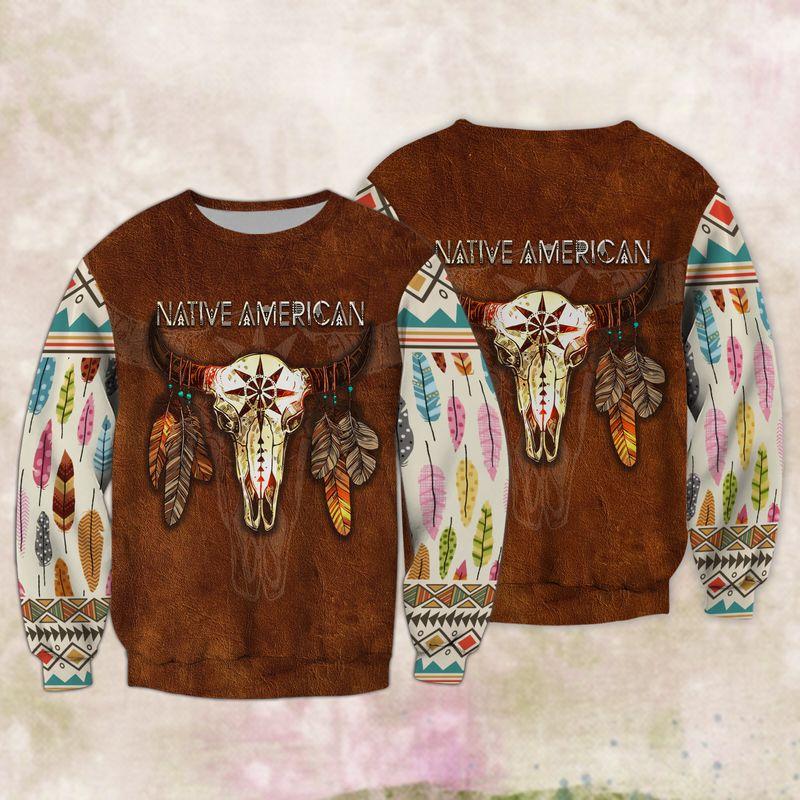 Native American Buffalo Skull Feather 3D Sweatshirt