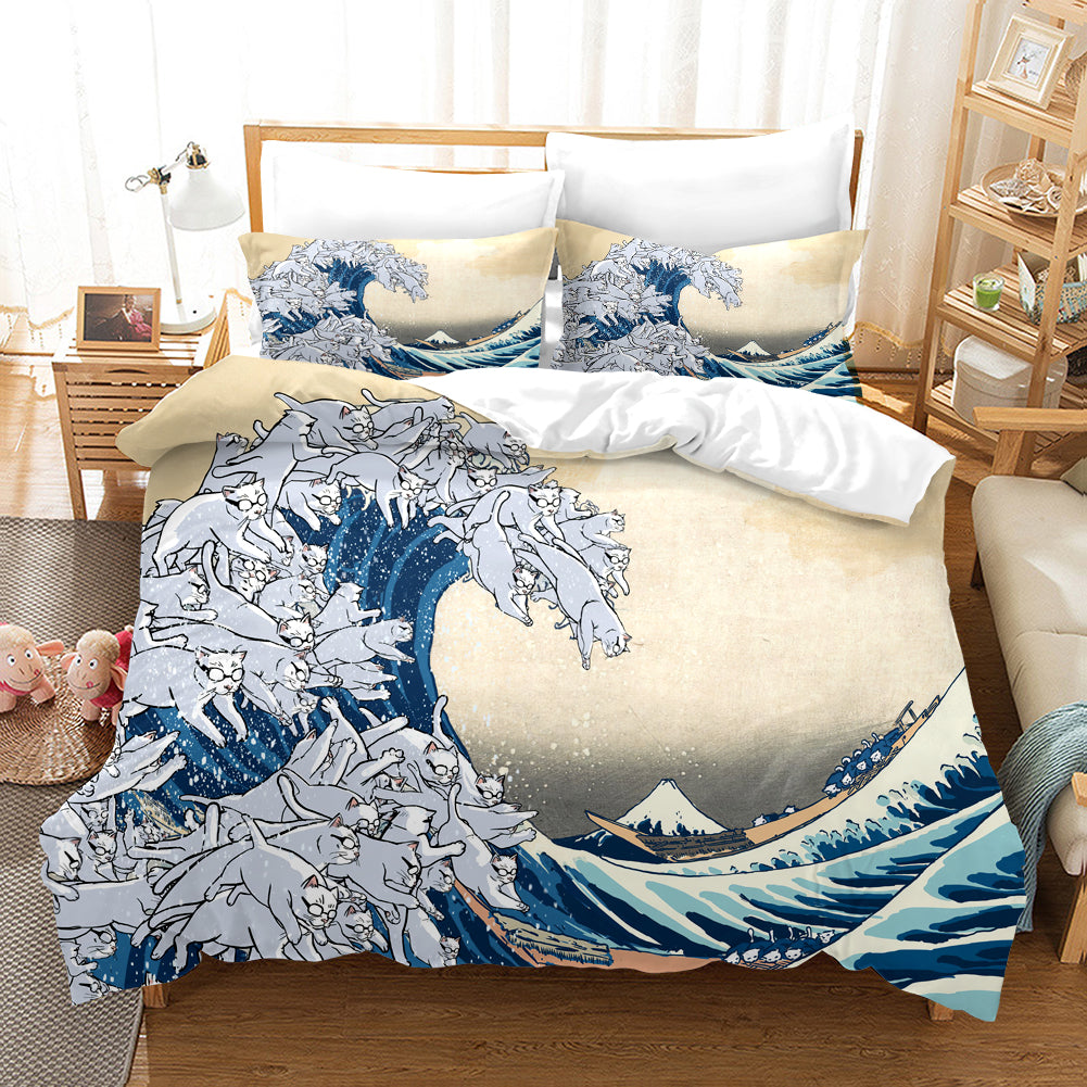 3D Animal Ukiyo Painting Quilt Cover Set Bedding Set Duvet Cover Pillowcases Wj 1739