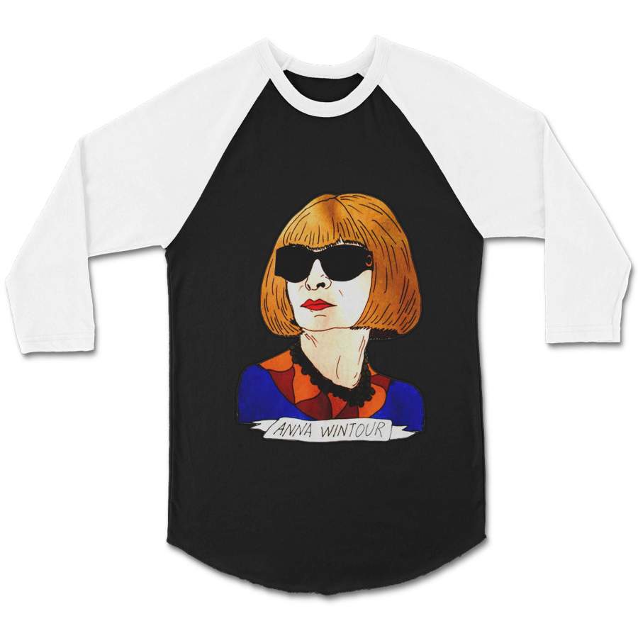 Anna Wintour Tribute To Celebrities Illustrated CPY Unisex 3/4 Sleeve Baseball Tee T-Shirt