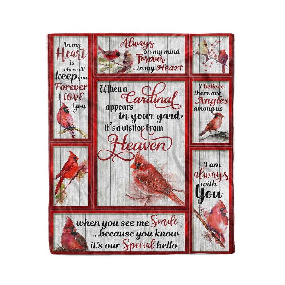 Animal Cardinal Birds In My Heart Fleece Blanket Family Gift Home Decor Bedding Couch Sofa Soft And Comfy Cozy