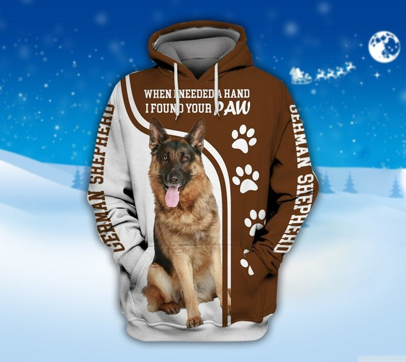 Personalized Dog Christmas Gift, Dog Christmas Shirt, When Ineededa Hand I Found Your Paw Hoodie Shirt, Funny Dog Hoodie