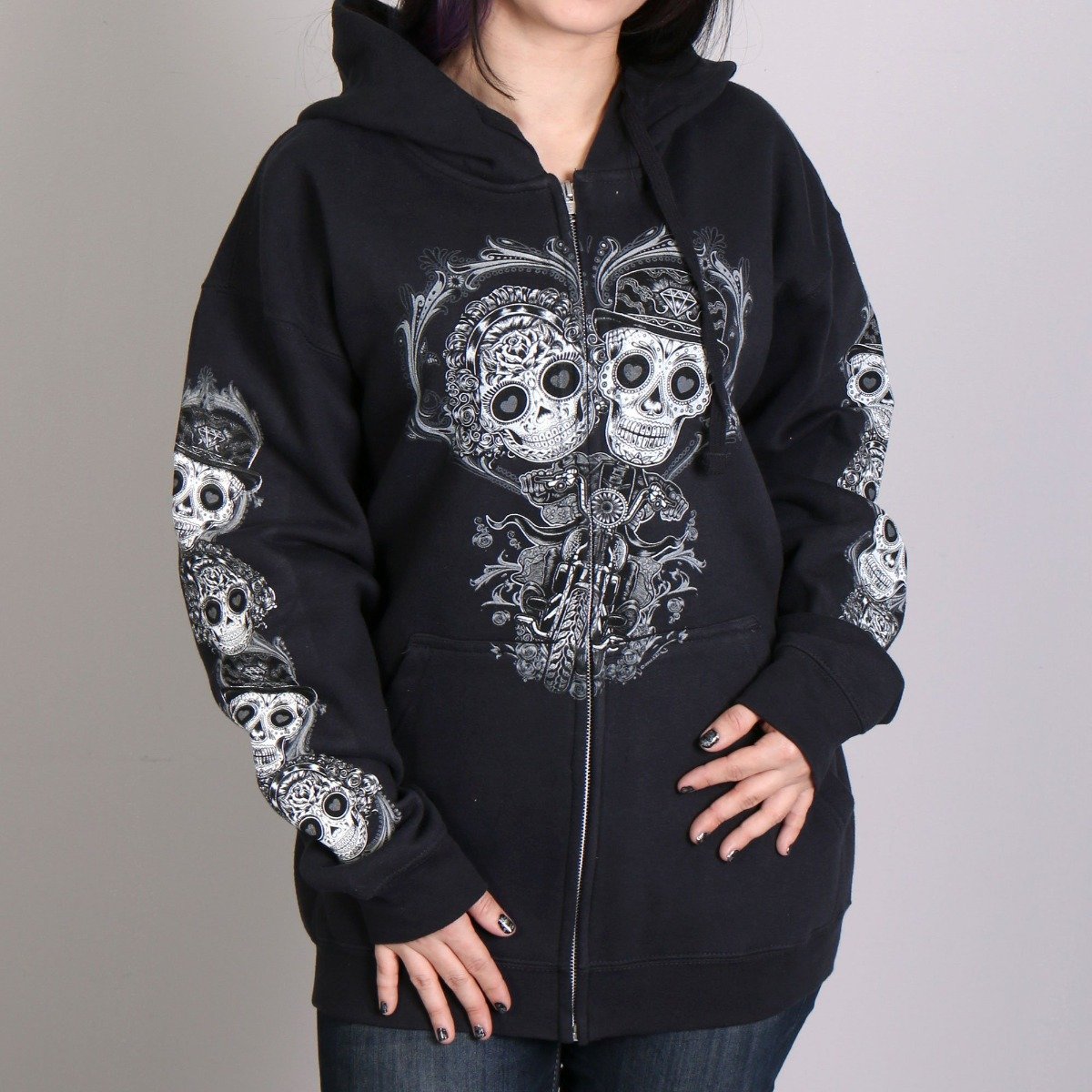 Hot Leathers Women’S Sugar Couple Full Cut Zip Up Hooded Sweat Shirt