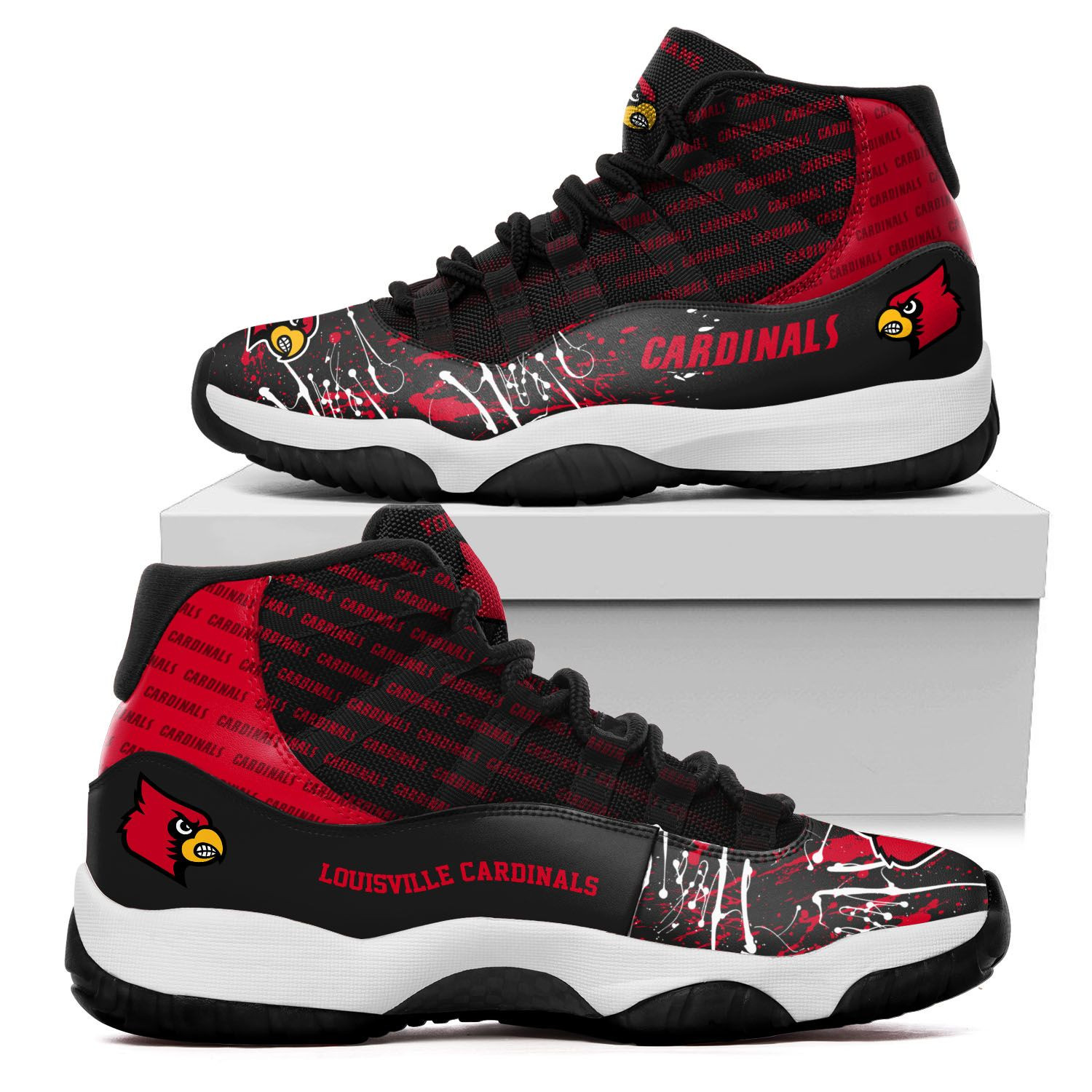 Custom Name Louisville Cardinals Air Jd 11 Sneakers Shoes 148 For Football Fans University Of Louisville