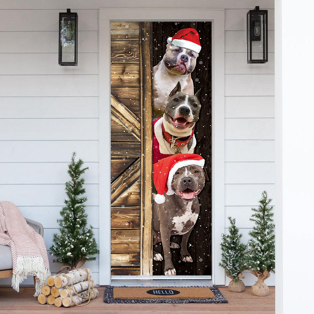 Tmarc Tee Pitbull Door Cover Christmas Gift Home Decor