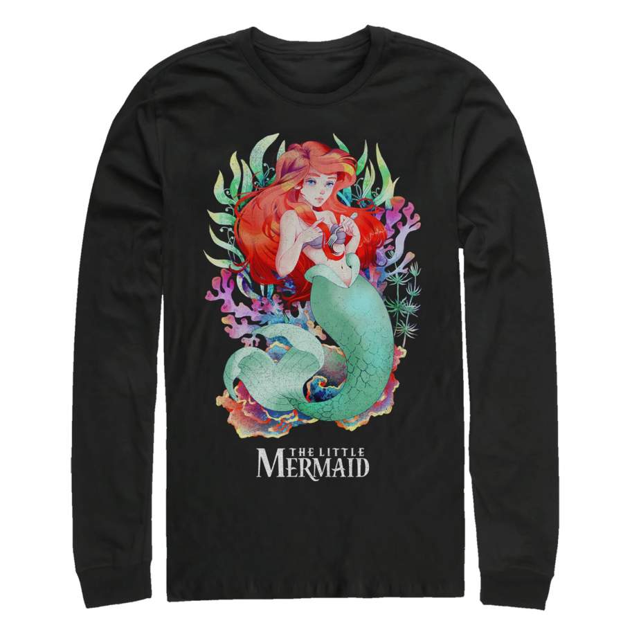 The Little Mermaid Men’s Artistic Ariel  Long Sleeve Shirt