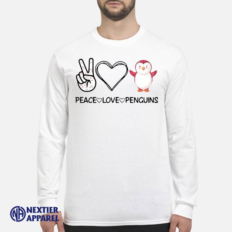 Peace Love Penguins Shirt Men’s Long Sleeved T-Shirt