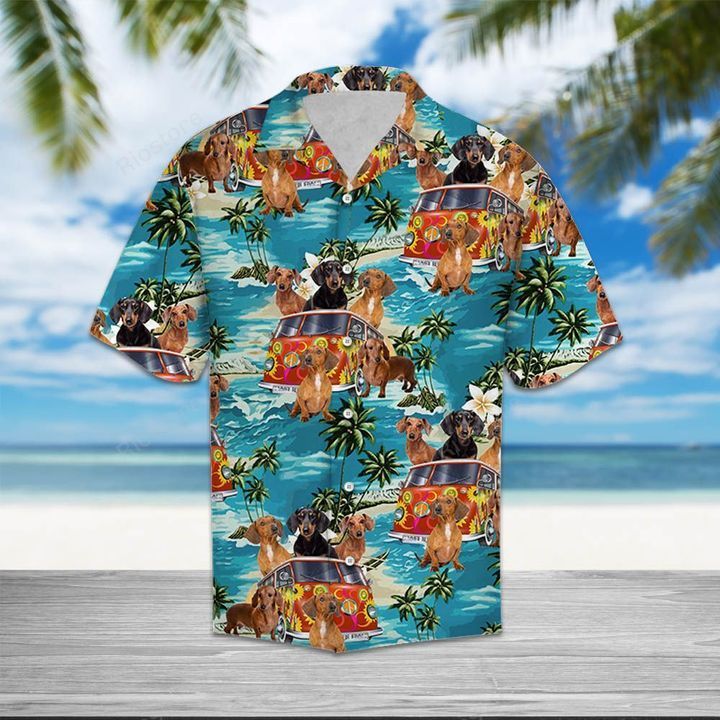 Dachshund Hippie Summer Blue Unique Design Unisex Hawaii Shirt For Men And Women Ha46461