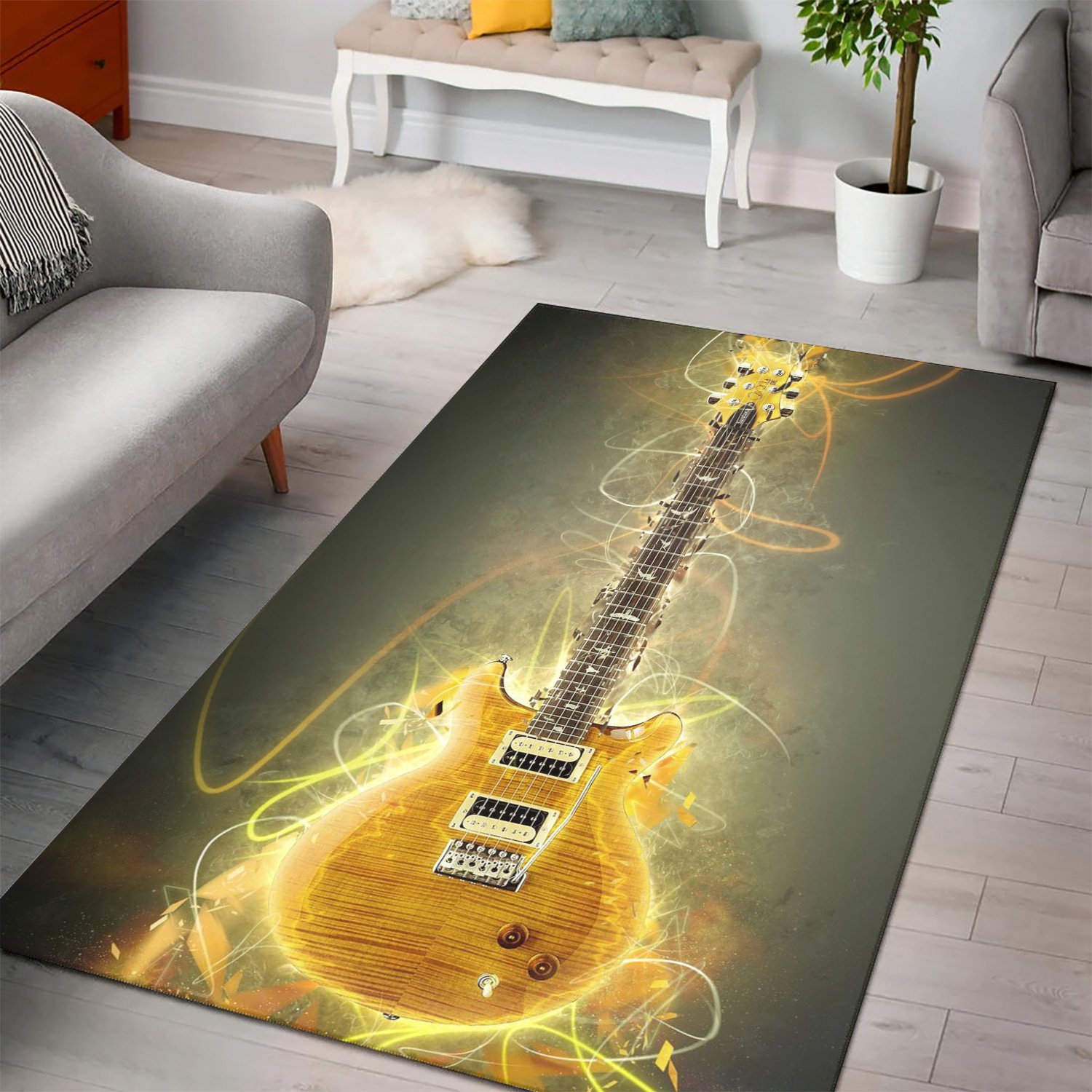 Carlos Santana Guitar L  Rug, Living Room Rug,  Halloween Gift