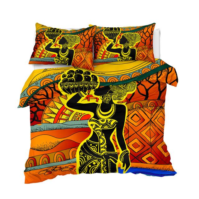 African Girl Art 3 Pieces Quilted Comforter Set