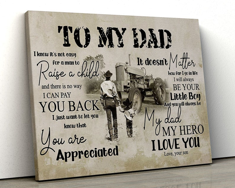 Tractor To My Dad My Dad My Here I Love You Landscape Poster & Canvas Gift For Dad From Son Birthday Gift Home Decor Wall Art Visual Art