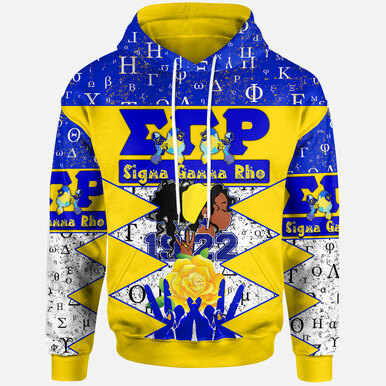 Sigma Gamma Rho Hoodie – Sigma Gamma Rho Sorority Girl 1922 Greek Alphabet With Gold Rose And Hand Signs Hoodie