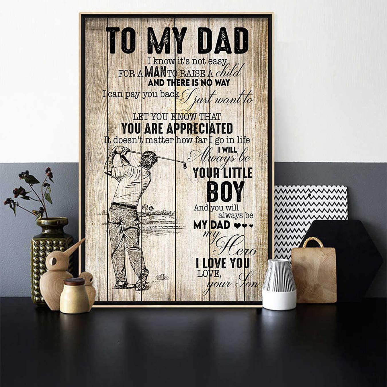 Poster Golf Little Boy to Dad- House Decor – Motivational Wall Art – Aesthetic Posters – Vintage Posters