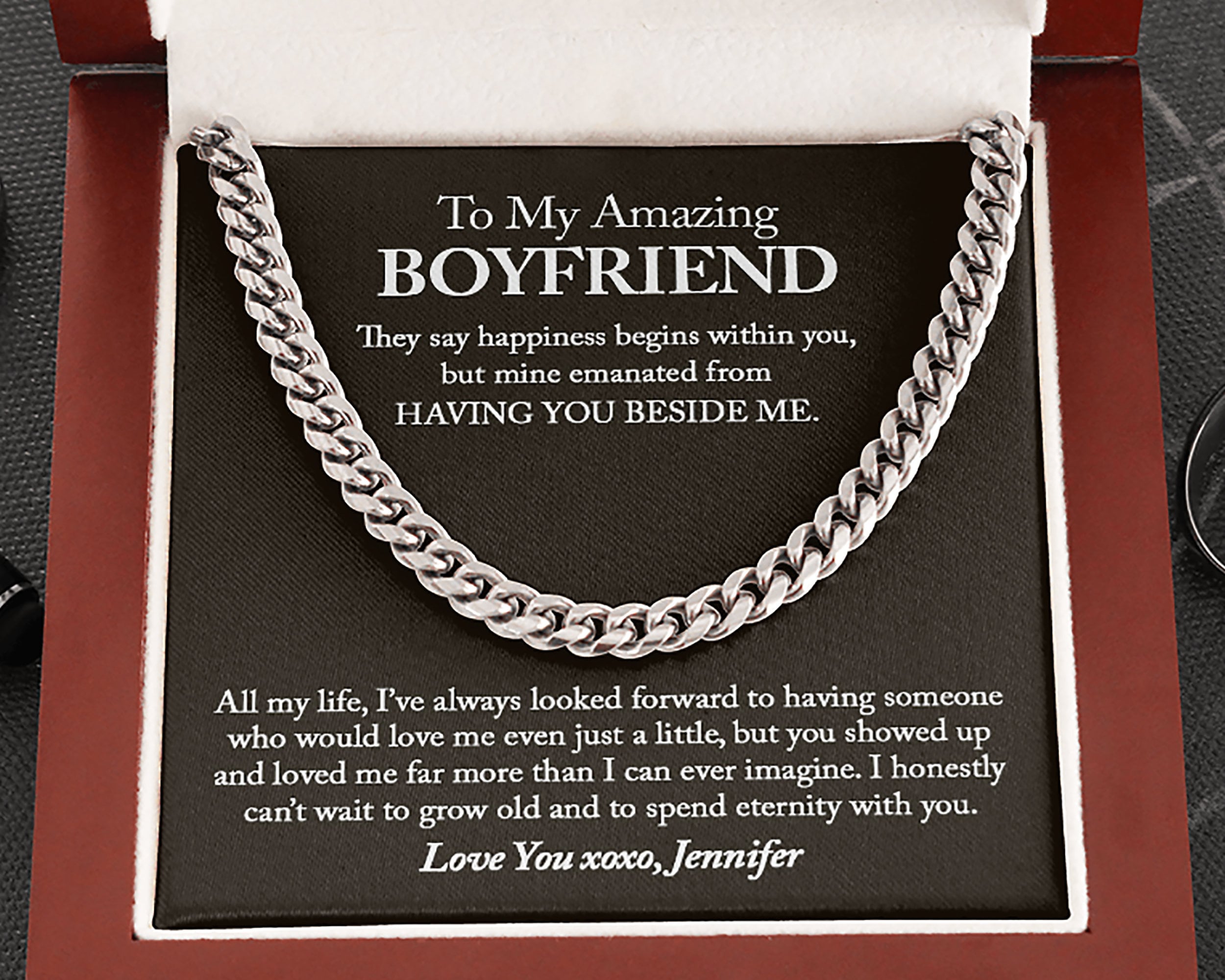 To My Amazing Boyfriend Cuban Chain Necklace, Boyfriend Birthday Gift, Sentimental Boyfriend Gift Ideas, Boyfriend Gift, Anniversary Gift