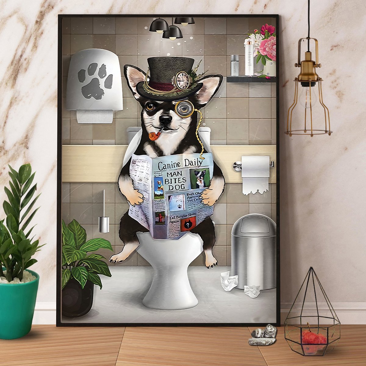 Chihuahua Detective In Toilet Poster No Frame - Poster Art Design