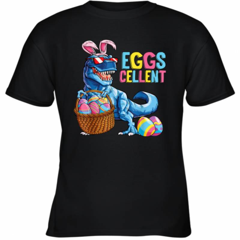 Dinosaur Easter T shirt Bunny T rex Boys Kids Eggs Cellent