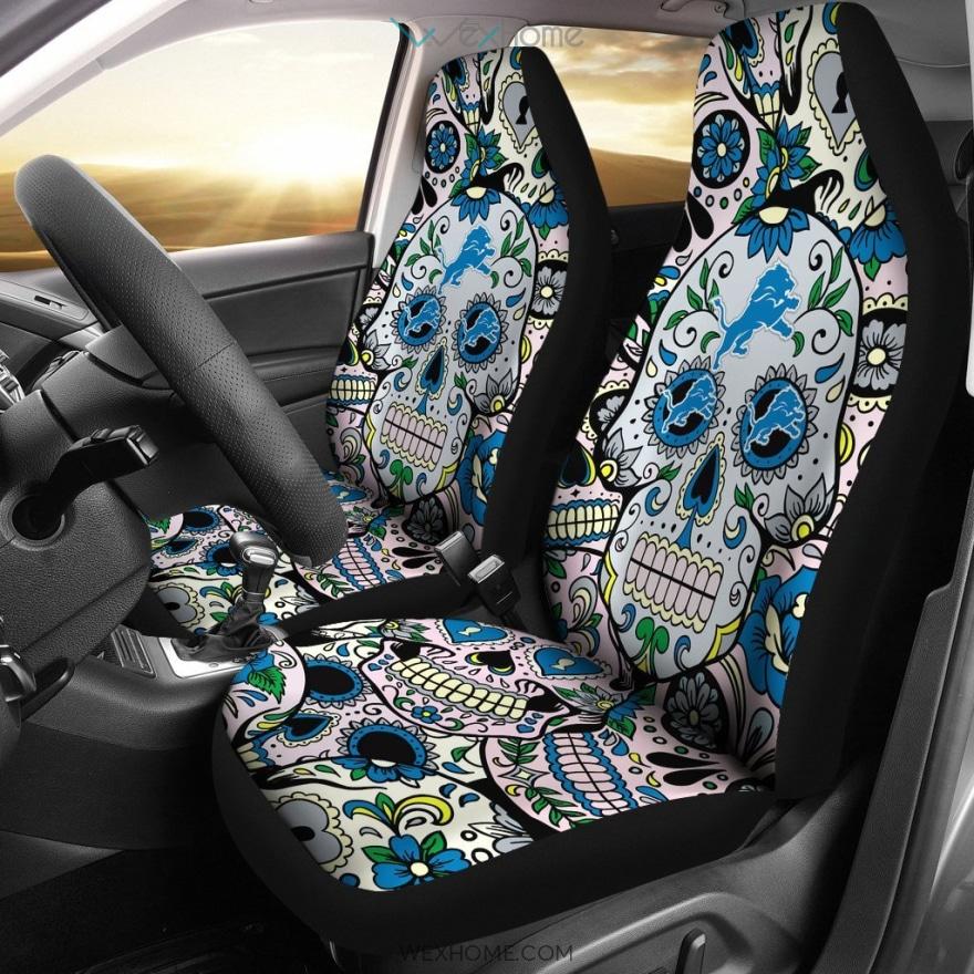 Party Skull Detroit Lions Car Seat Covers Unique Car Gift 2021