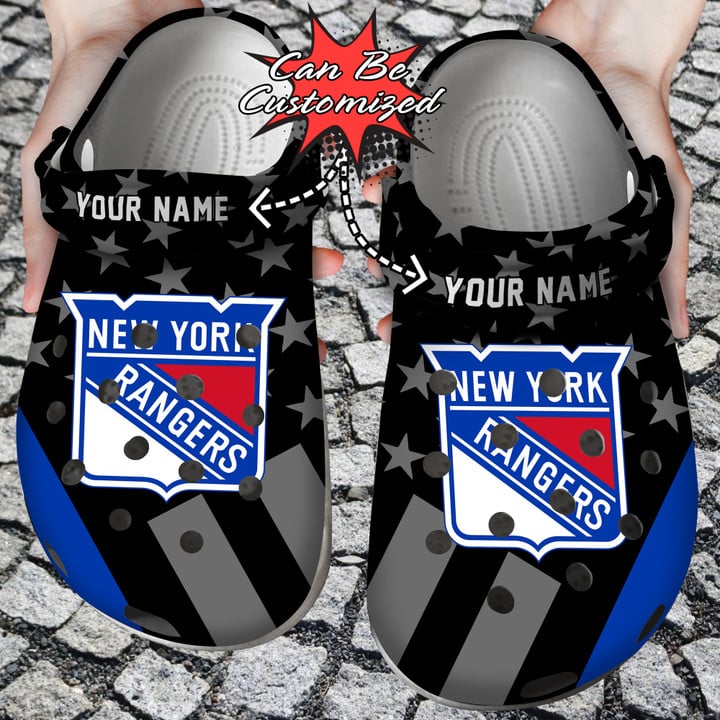 Hockey Crocss – Personalized New York Rangers Star Flag Clog Shoes