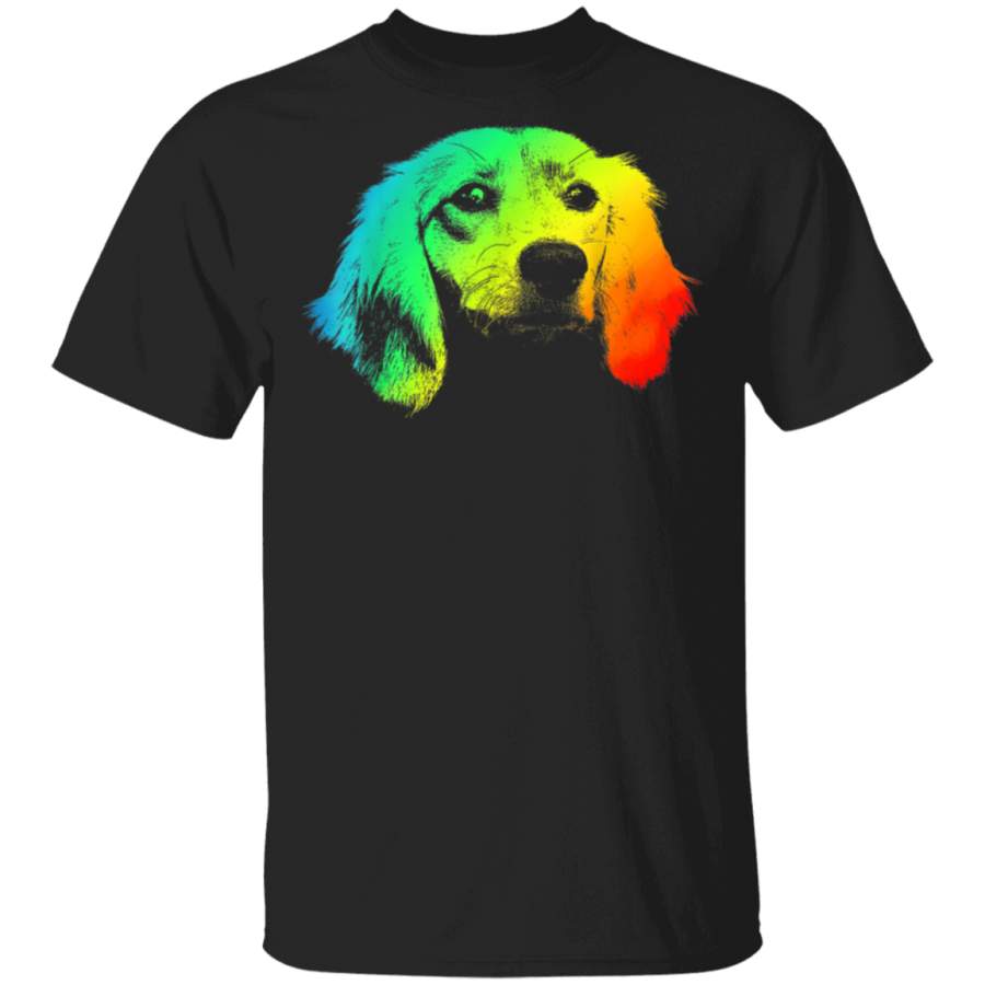 DACHSHUND LONGHAIR Colorful Rainbow Retro TShirt