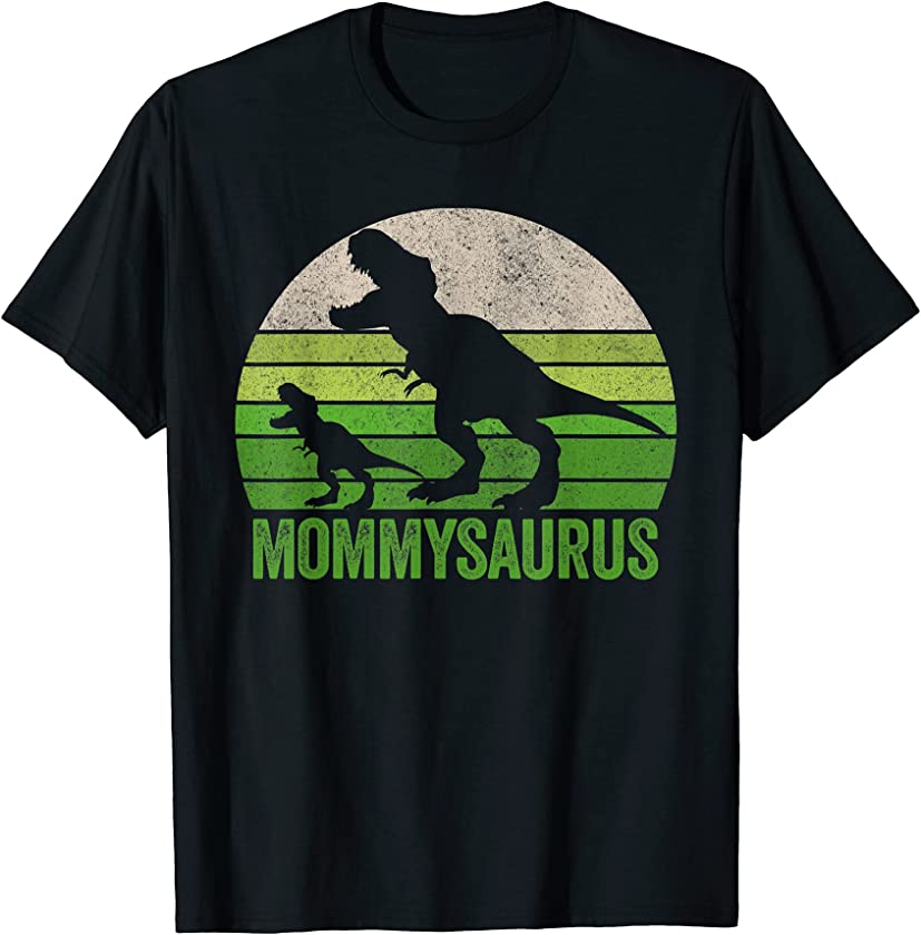 Vintage Fun Mommysaurus Apparel, Funny Mom Two Dinosaurs T-Shirt