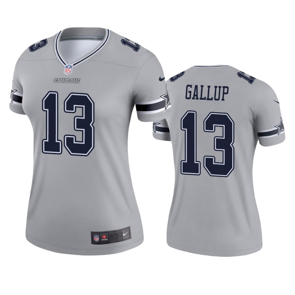 Womens Dallas Cowboys Michael Gallup Silver Inverted Legend Jersey