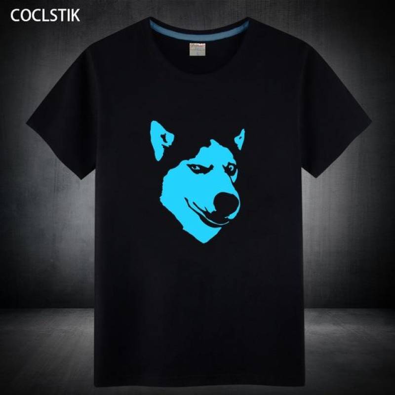 100% Cotton Adult Fluorescent Siberian Husky T-shirt S-5XL