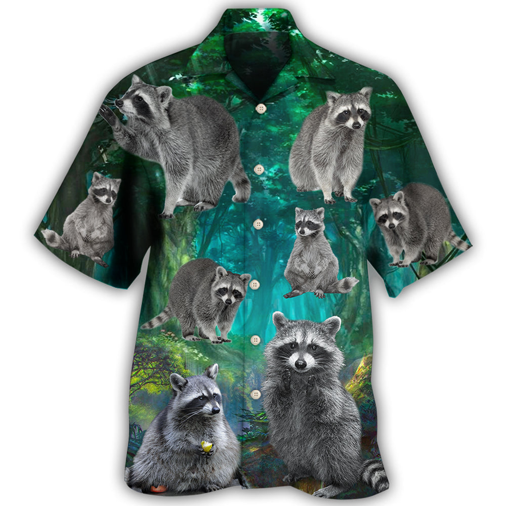 Raccoon Style With Green Hawaii Shirt Ha56945