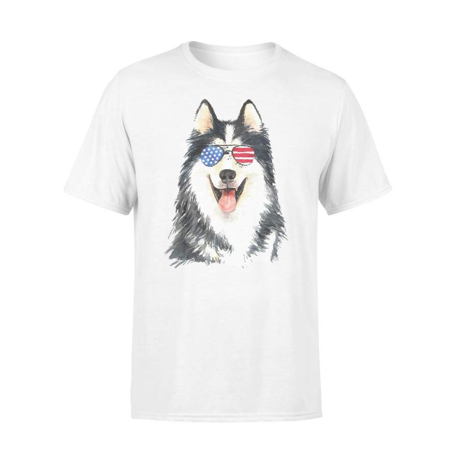 Patriotic Siberian Husky Lovers American Flag T-Shirt