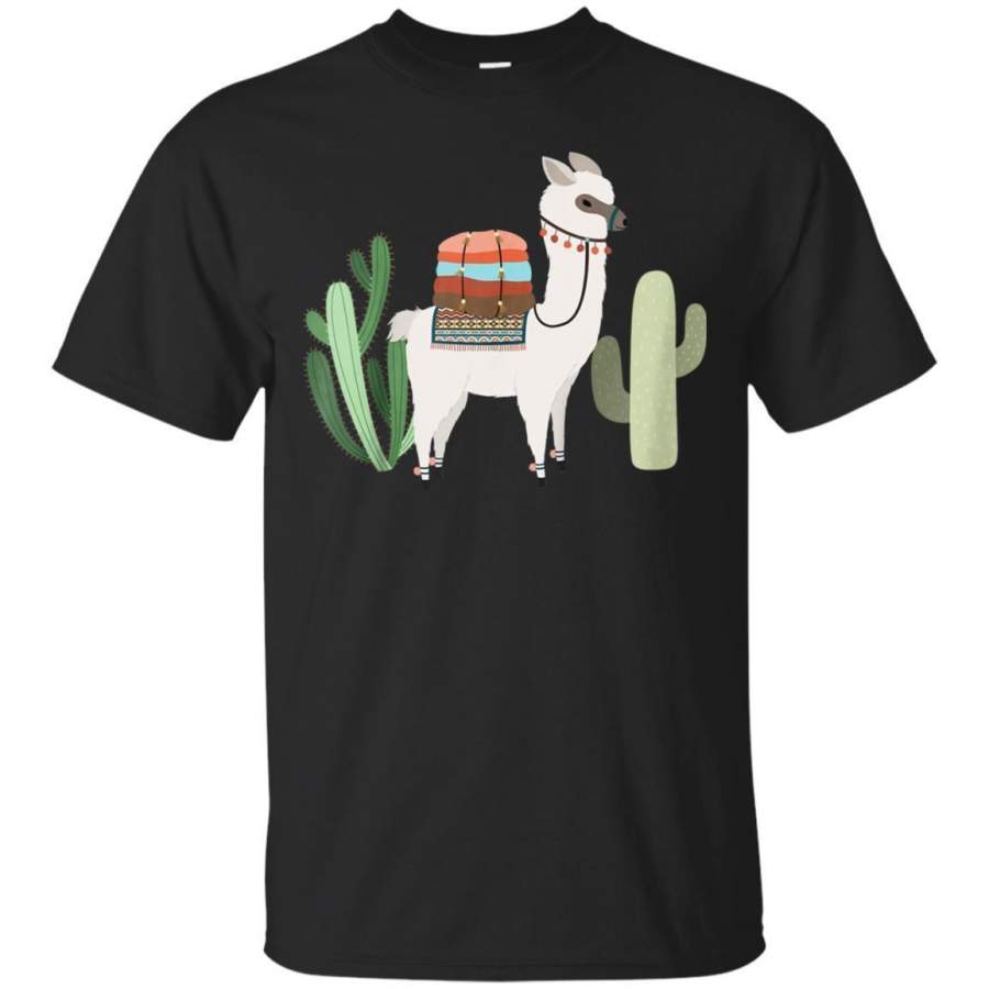 AGR Aztec Pattern Llama With Cactus  Llama Lover Gift  Tshirt Jaq T-shirt