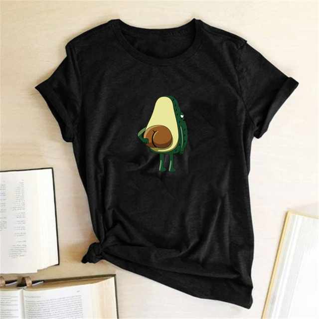 Polyester Funny Print Avocado frog Tees Short Sleeve T-shirts