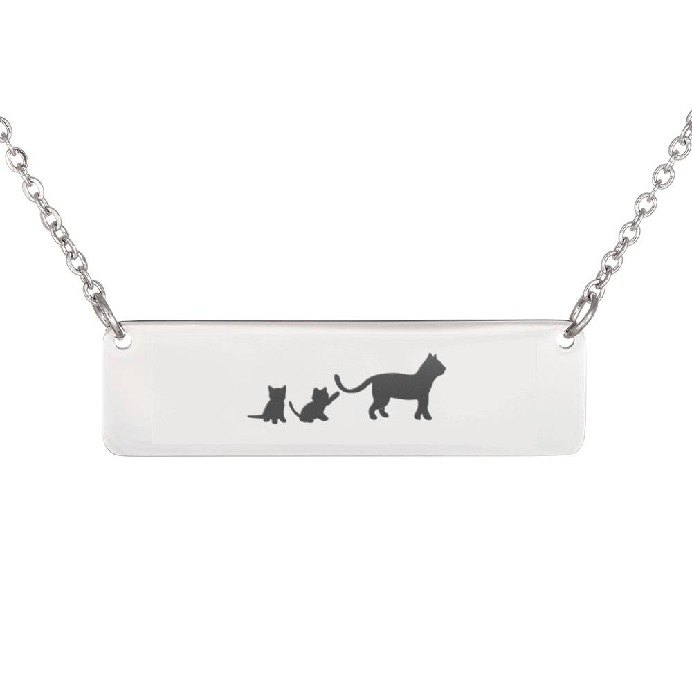 Mom Cat Bar Necklace – 2 Kitten