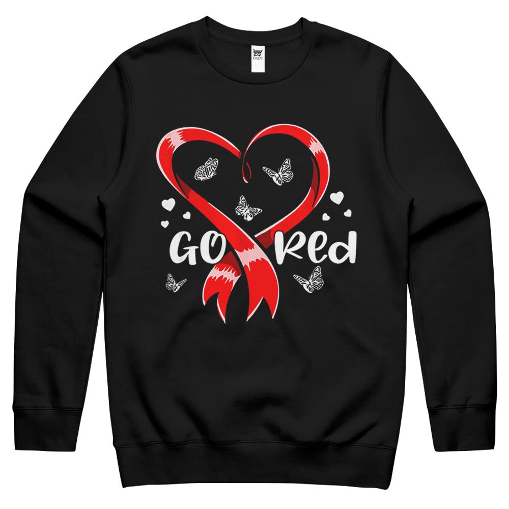 Go Red Heart Disease Awareness Gifts For Women Men Boys Crewneck Sweatshirt