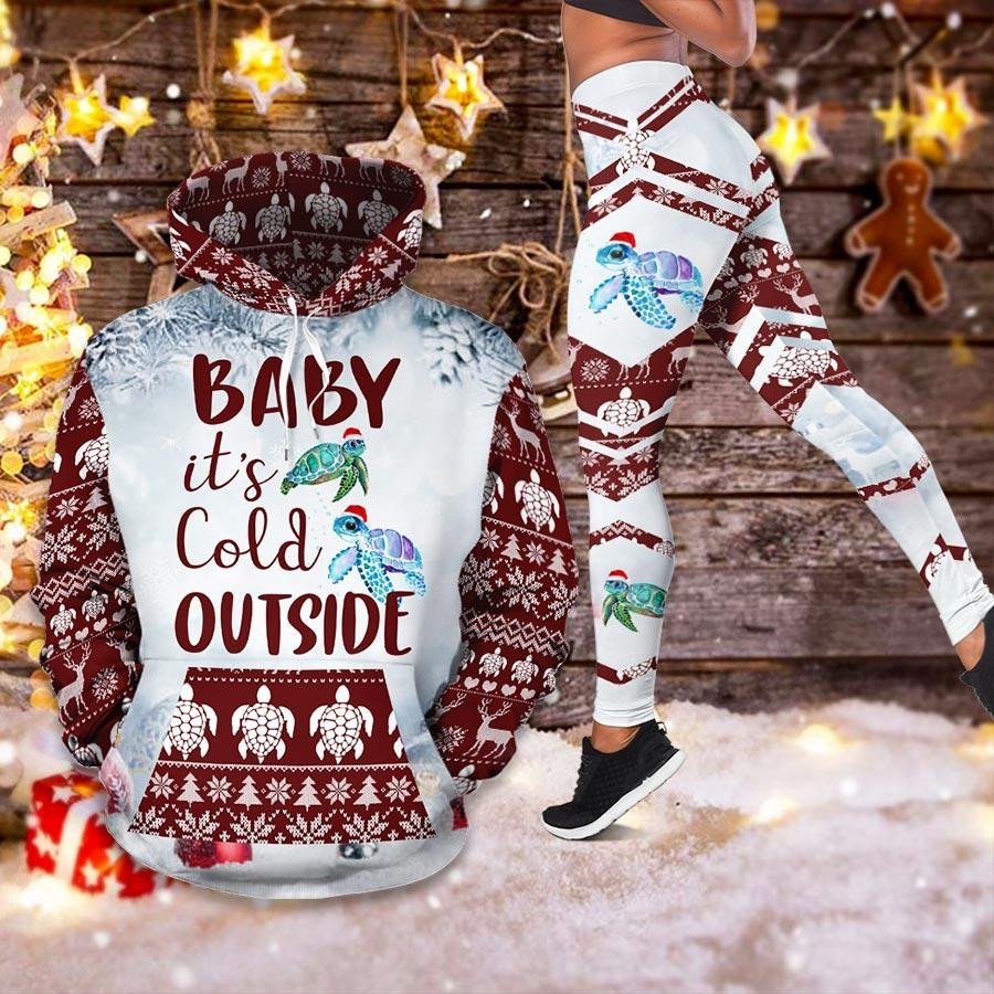 Sea Turtle Baby It’S Cold Outside 3D Hoodie Legging Set Combo
