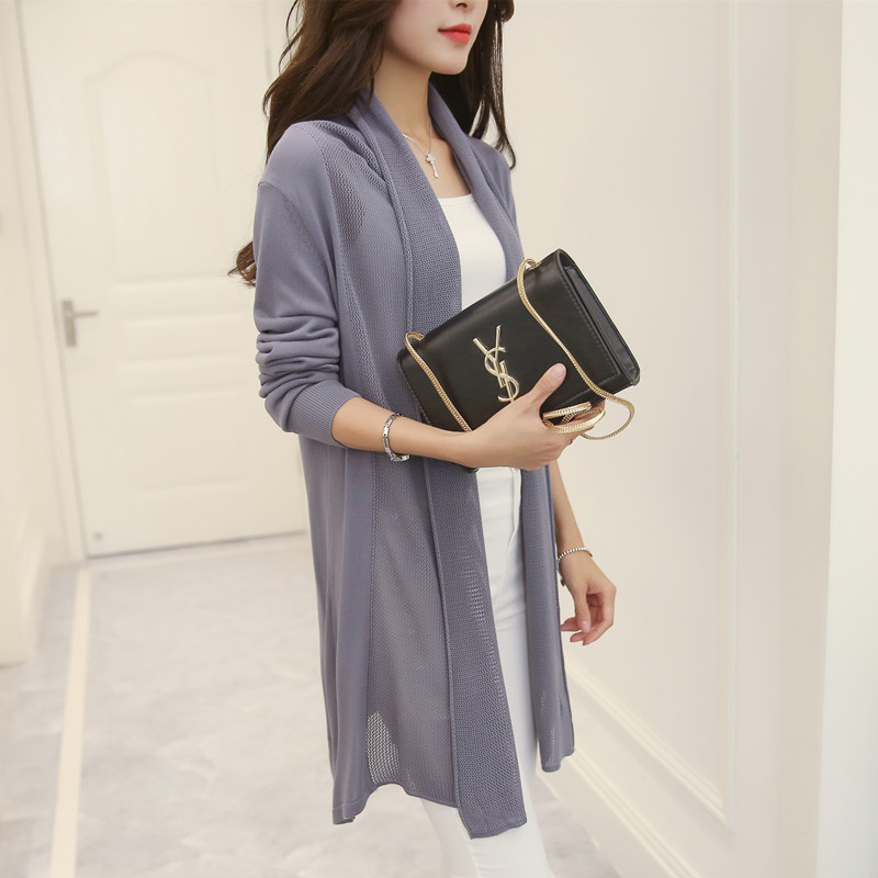 2022 spring summer air conditioning shirt women’s medium-long long-sleeve loose sweater female cardigan thin outerwear OH100 alx