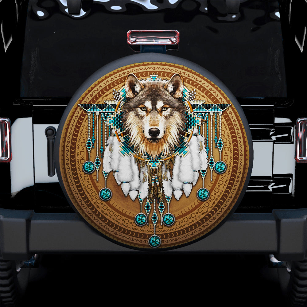 Native American, Native Tribe Wolf Jeep Car Spare Tire Cover Gift For Campers