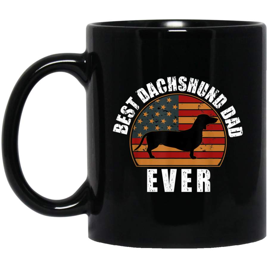 USA Flag Vintage Best Dachshund Dad Ever fathers Day Dog Mug