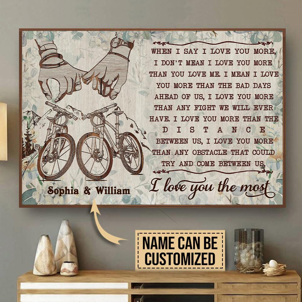 Aeticon Gifts Personalized Cycling Bicycle Floral I Love You The Most Canvas Mom Dad Gift Home Decor