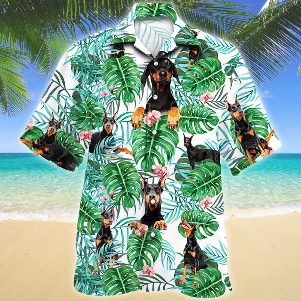 Doberman Pinscher Dog Tropical Plant Hawaiian Shirt Ha20003