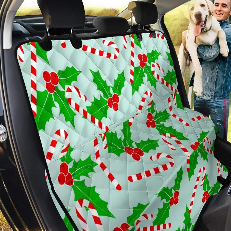 Christmas Candy Cane Pattern Print Pet Car Seat Cover