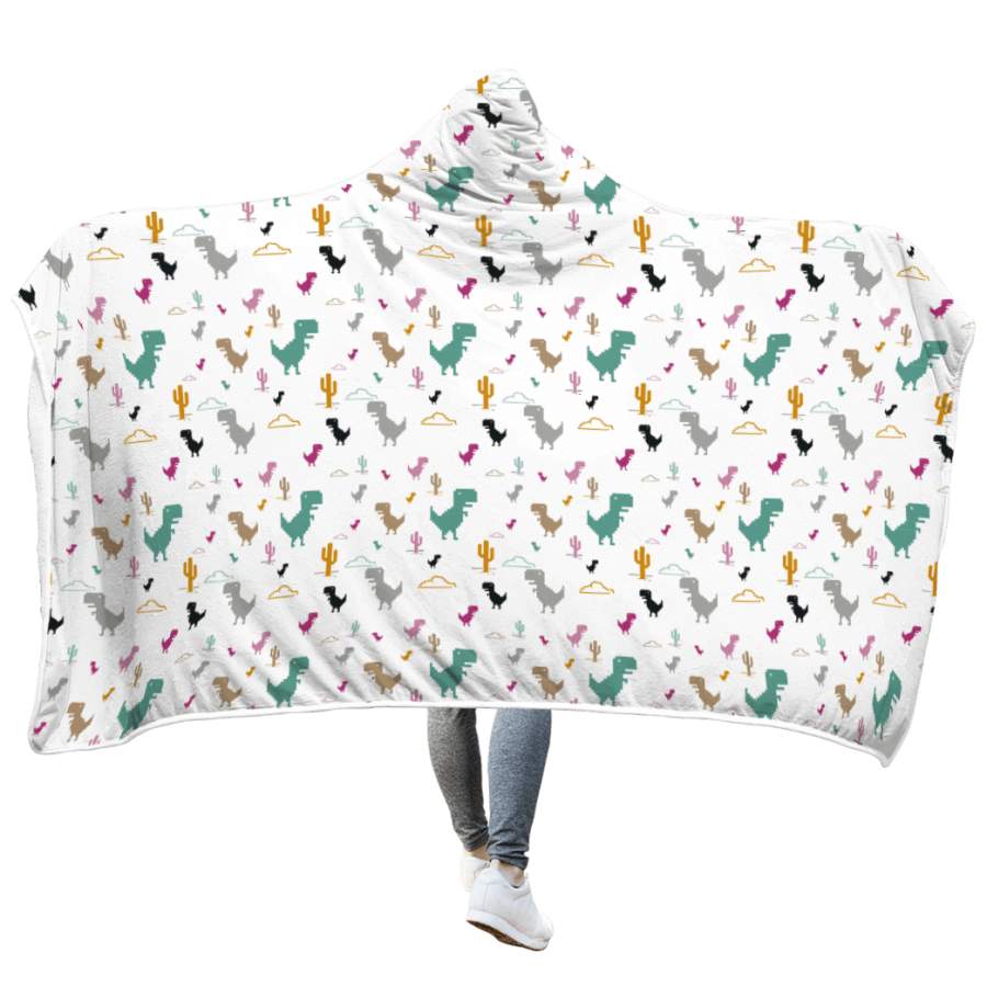 T-rex Dinosaur Running On Google Custom Hooded Blanket